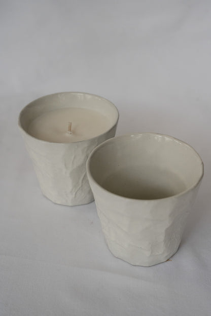 Crinkle Cappuccino Cup | White Peach Candle